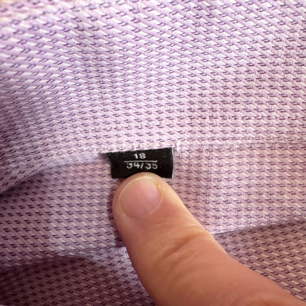 David Donahue Men's 100% Cotton L/S Dress Button Down Shirt Sz 18 34/35 *Read* - Picture 8 of 10